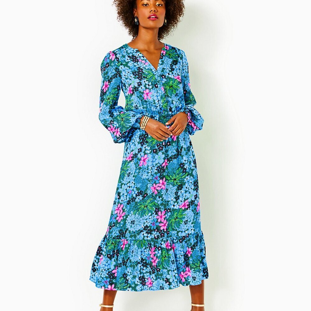 NWT Lilly Pulitzer Women's Loubella Long Sleeve Flor Dress Soiree All Day Sz 6